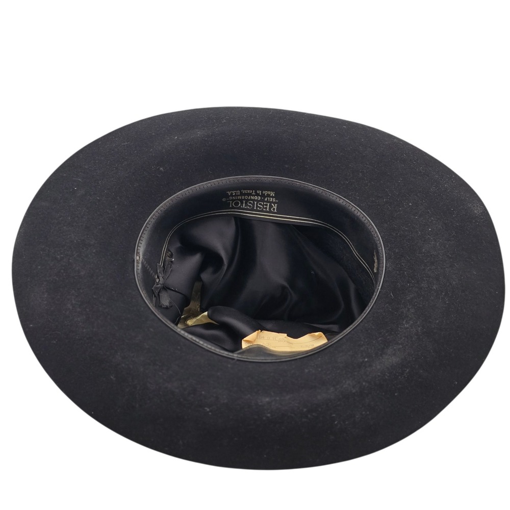 Vtg Resistol 4X Beaver Self-Conforming Cowboy Hat Black 7 5/8 Made Texas USA - Picture 12 of 12